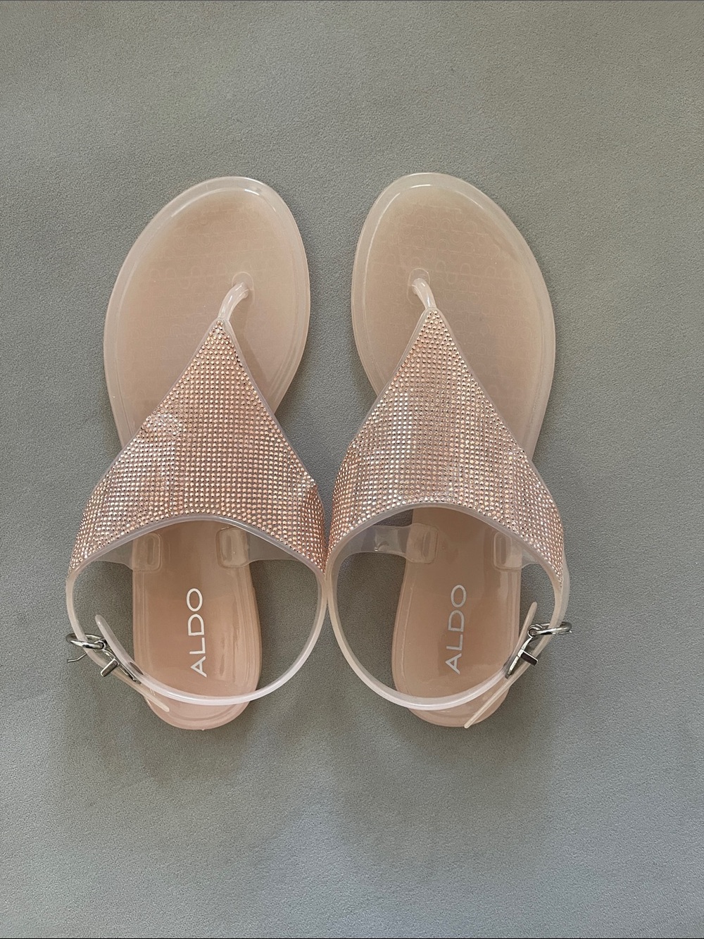 ALDO Women's Pale Pink Rhinestone Jelly Slingback Sandals
